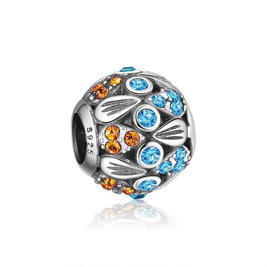 AngelCharmEuropeanBeadSterlingSilverBlueOrangeCZGingerLyneCollection_Blue-1