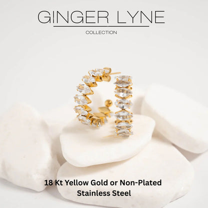 MarquiseHoopEarringsforWomenCZGoldoverSilverStainlessSteelGingerLyneCollection_Gold-3