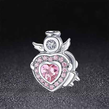 AngelHeartCharmEuropeanBeadSterlingSilverPinkCZGingerLyneCollection_Pink-2
