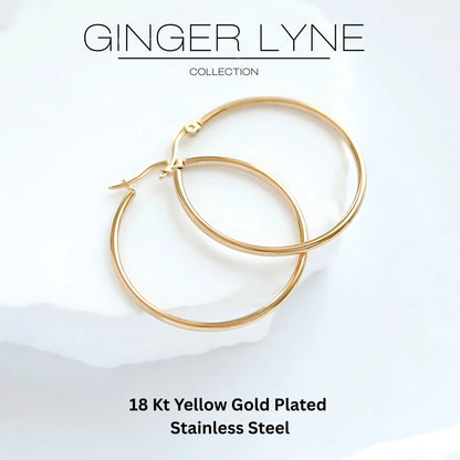 PlainLargeHoopEarringsforWomenGoldStainlessSteelGingerLyneCollection_Gold-2