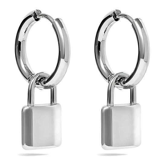 PadlockDangleHoopEarringsforWomenGoldorSilverStainlessSteelGingerLyneCollection_Gold-1