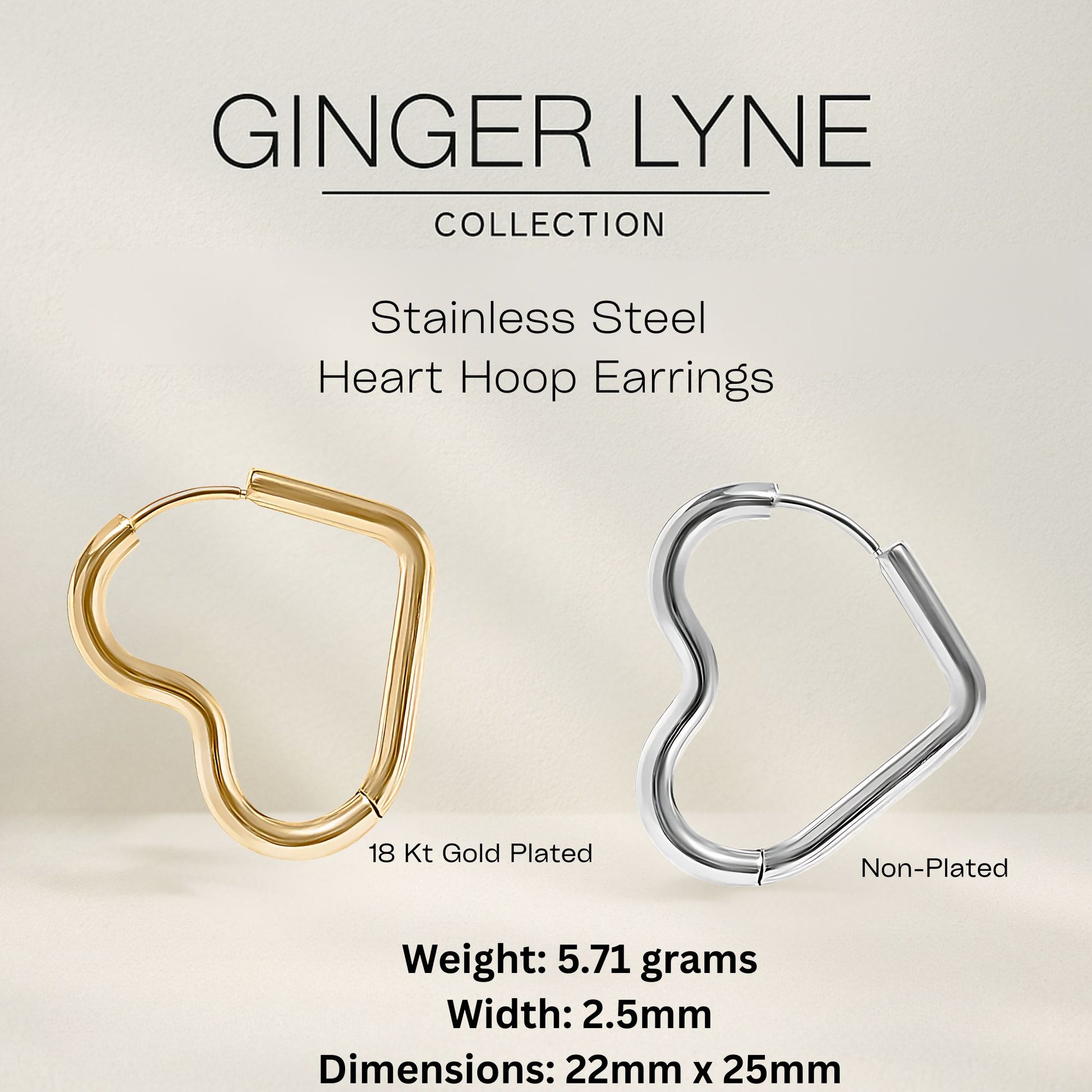 HeartHoopEarringsforWomenbyGingerLyneGoldStainlessSteelLightweightClassicEverydayStyle_Silver-5