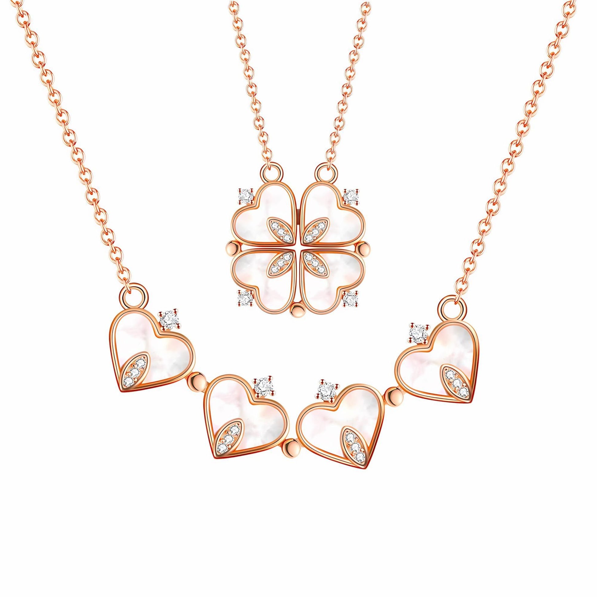 4LeafCloverHeartPendantNecklaceforWomenMagneticSterlingSilverGingerLyneCollection_RoseGold/Sterling-1